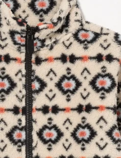 Aztec Print Sherpa Zip-up Jacket - Little Girl