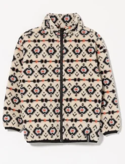 Aztec Print Sherpa Zip-up Jacket - Little Girl