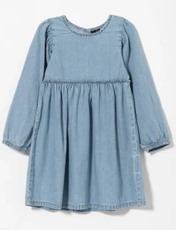 Back-button Denim Dress – Little Girl