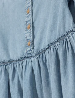 Back-button Denim Dress – Little Girl
