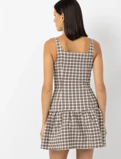 Balloon Dress with Checkered Pattern
