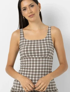 Balloon Dress with Checkered Pattern