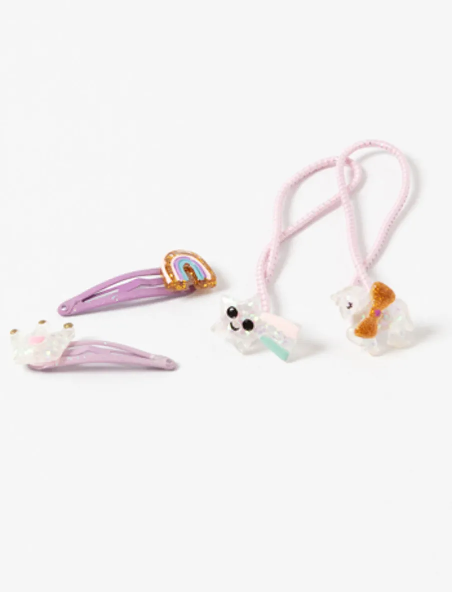 Barrettes and Hair Ties - Set of 4