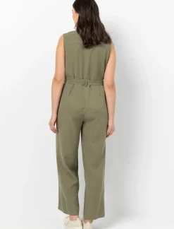Belted Shirt Collar Jumpsuit