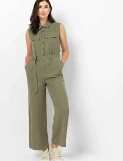 Belted Shirt Collar Jumpsuit