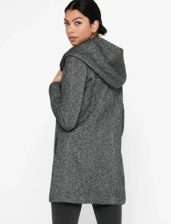 Boucle Knit Hooded Coat