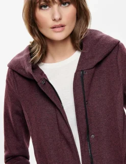 Boucle Knit Hooded Coat