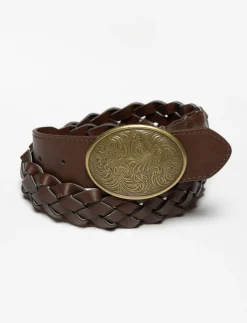 Braided Belt with Engraved Oval Buckle