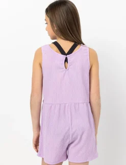 Button-front Crinkle Romper