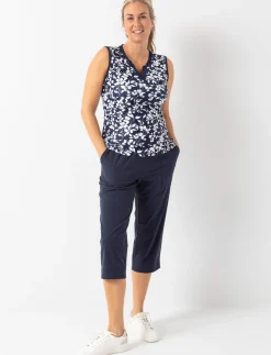 Capri Pants with Elastic Waistand