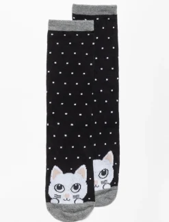 Cat Print Crew Socks