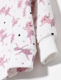 Cat Print Fleece Sweatshirt - Little Girl