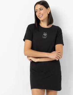 Cat Print T-shirt Dress