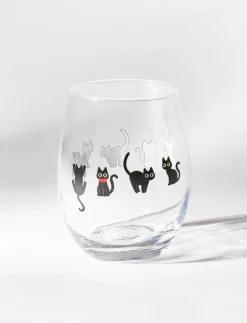 Cat Stemless Wine Glass