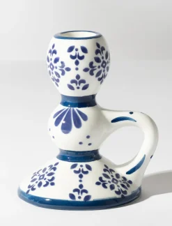 Ceramic Candle Holder with Floral Print