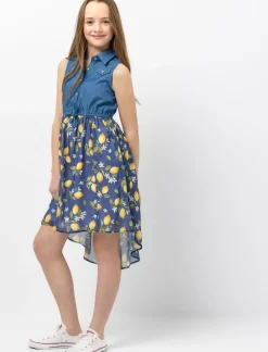 Chambray Dress with Lemon Print