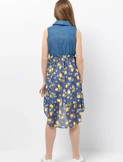 Chambray Dress with Lemon Print