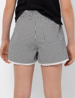 Checkered Elastic Waist Shorts