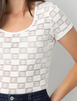 Checkered Mesh T-shirt