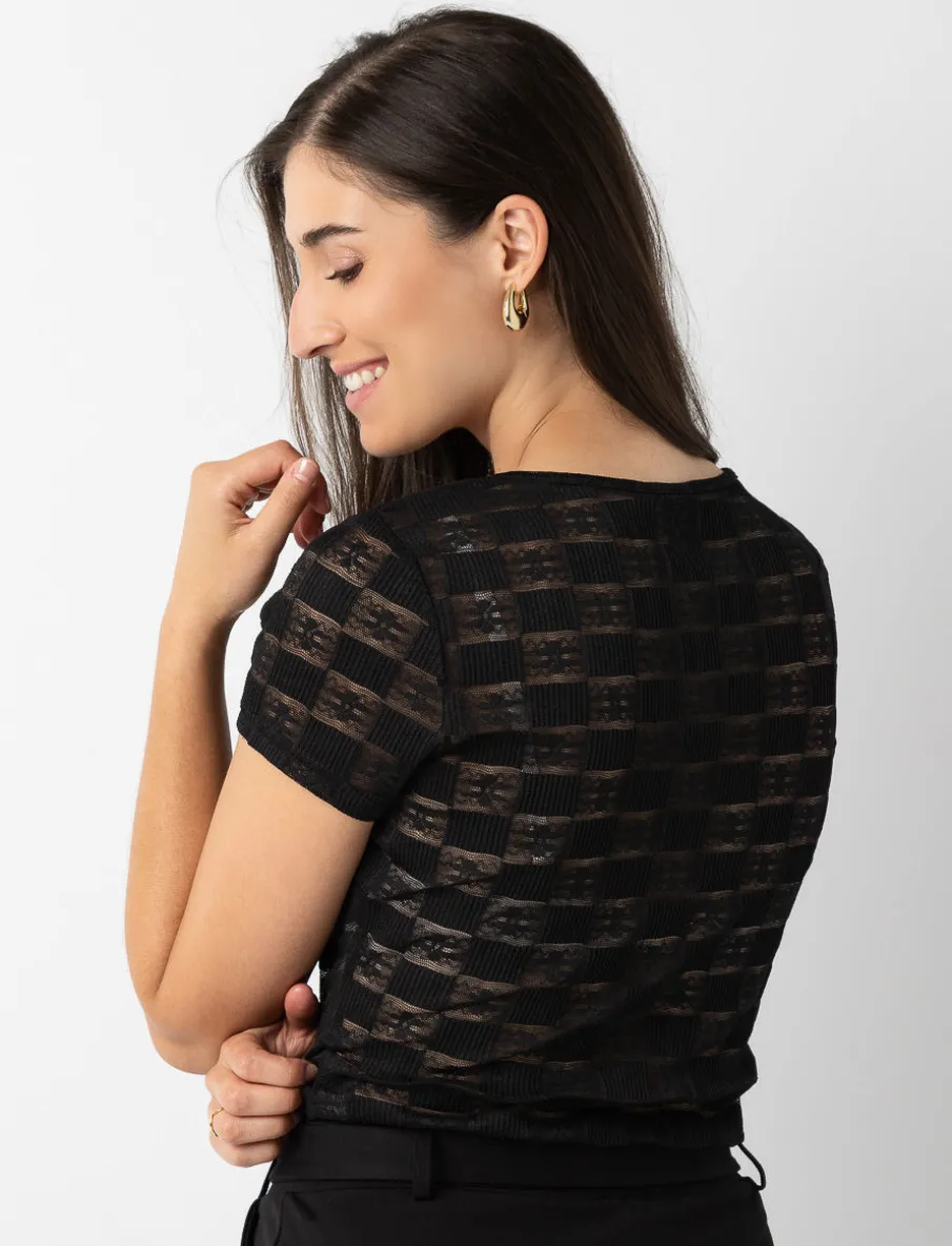 Checkered Mesh T-shirt