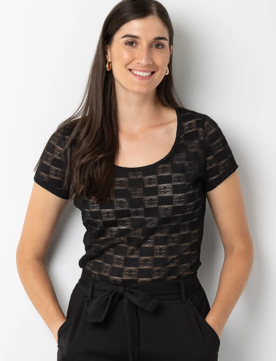 Checkered Mesh T-shirt