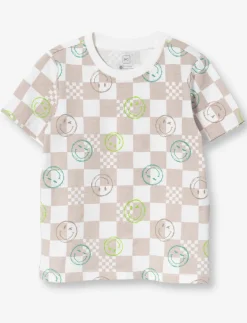 Checkered Smiley Print T-Shirt