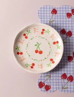Cherry-print Ceramic Dish