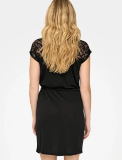 Cinched-waist Lace Dress