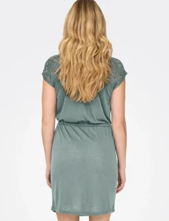 Cinched-waist Lace Dress