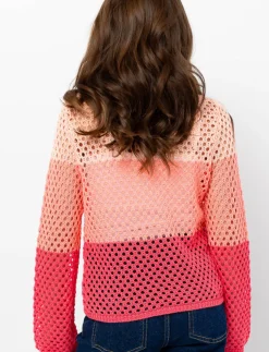 Colour Block Crochet Knit Sweater