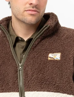 Colour Block Zip-up Sherpa Jacket