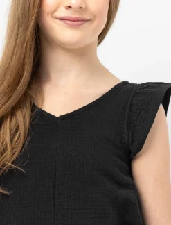 Cotton Gauze Blouse with Flutter-sleeves