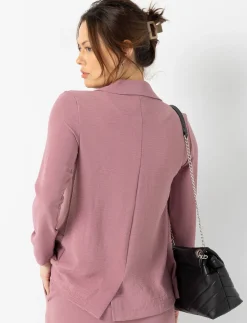 Crepe-effect Open Blazer