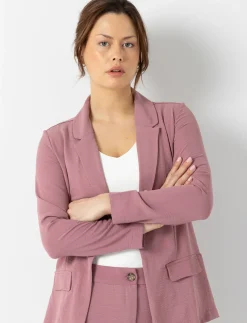 Crepe-effect Open Blazer