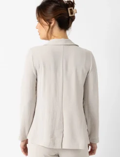 Crepe-effect Open Blazer