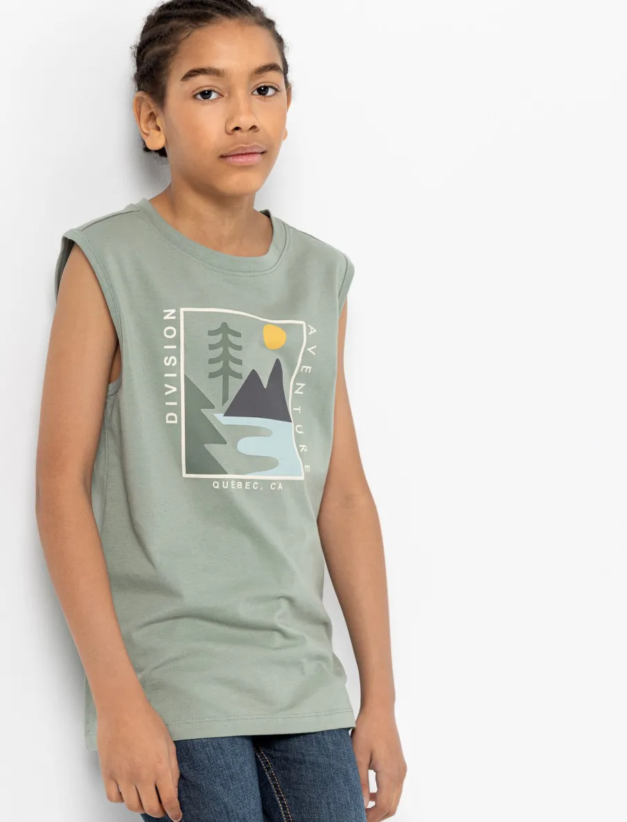 Crew Neck Printed Tank Top