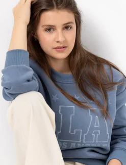 Crewneck Sweater with LA Embroidery
