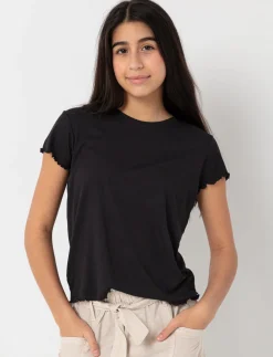 Crewneck T-shirt with Lettuce Trim
