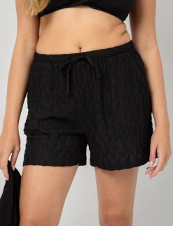 Crochet Knit Elastic-waist Shorts