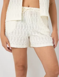 Crochet Knit Elastic-waist Shorts