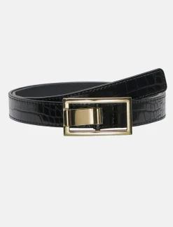 Crocrodile-effect Belt with Rectangular Buckle