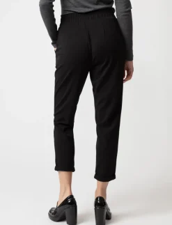 Cropped Elastic Waist Pants