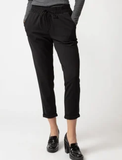 Cropped Elastic Waist Pants