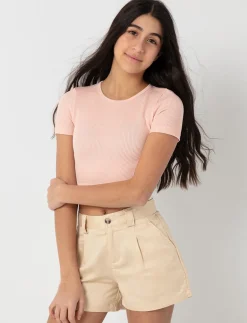 Cropped Ribbed T-shirt