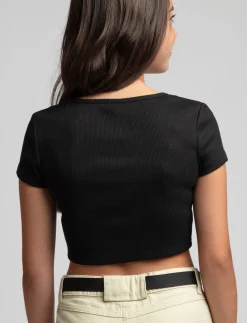 Cropped Rib-knit T-shirt