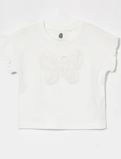 Cropped Ruffled-sleeve T-shirt