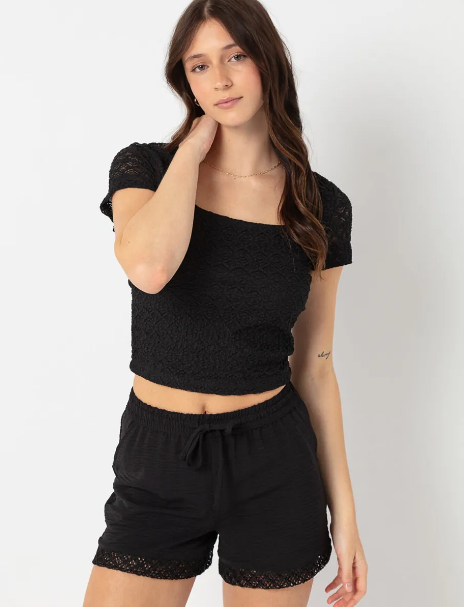Cropped Textured T-shirt