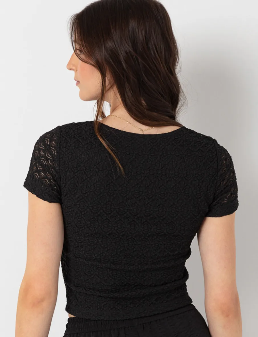 Cropped Textured T-shirt