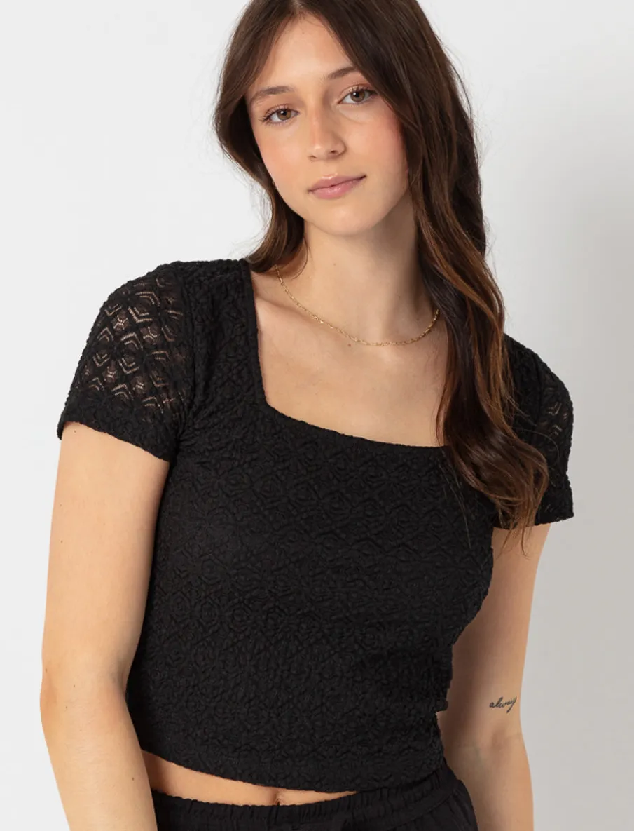 Cropped Textured T-shirt