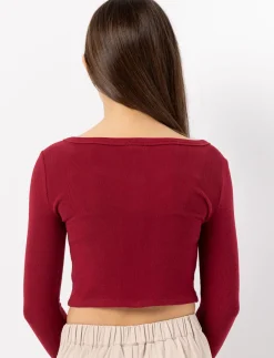 Cropped T-shirt with Front Buttons